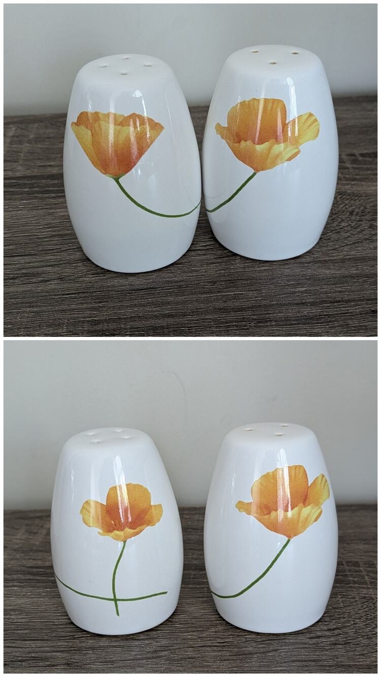 Pfaltzgraff Sunshine Salt & Pepper Shakers White Yellow Floral Cottage 3.5"